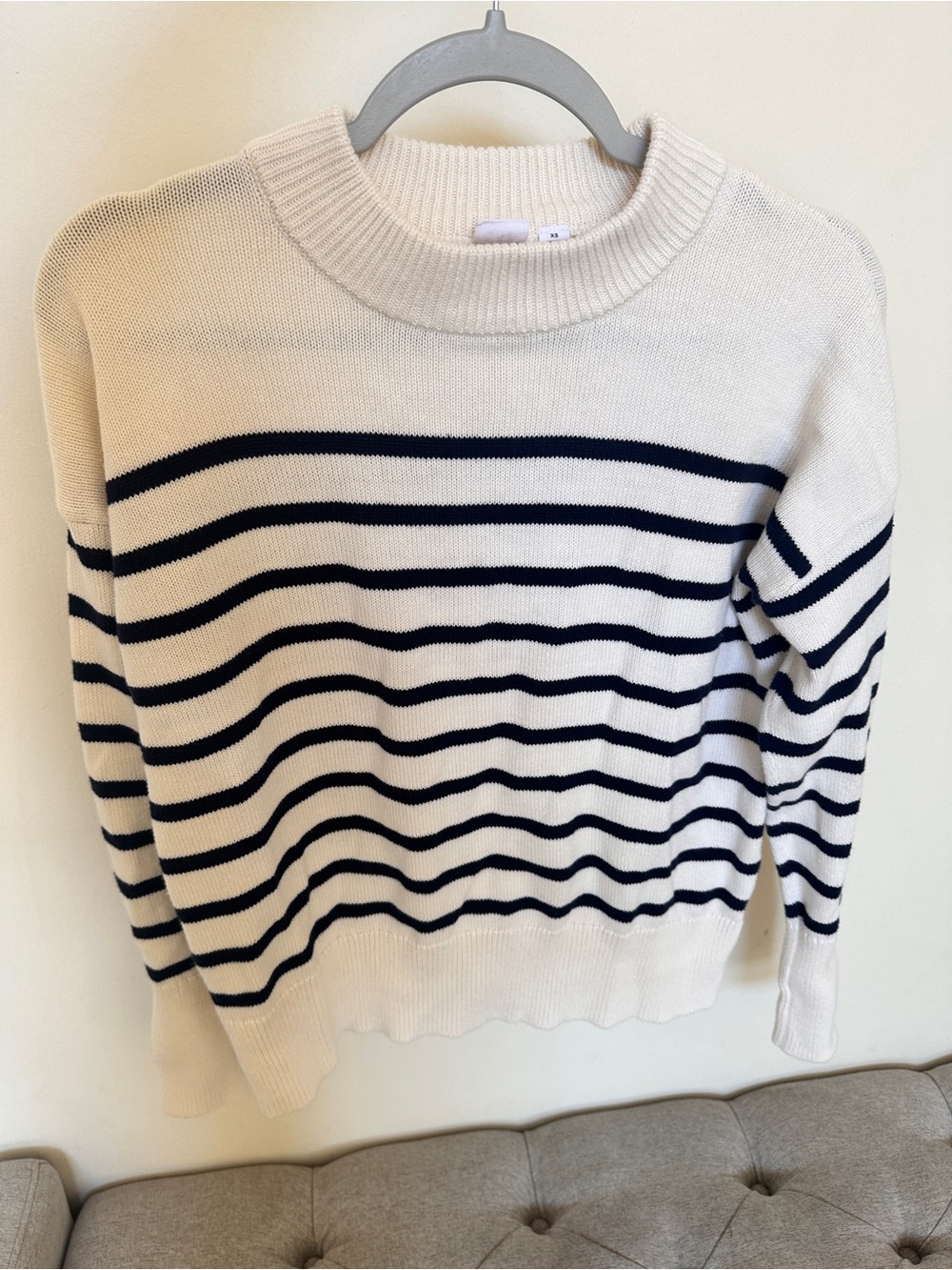 GAP Striped Crewneck Sweater - White & Navy